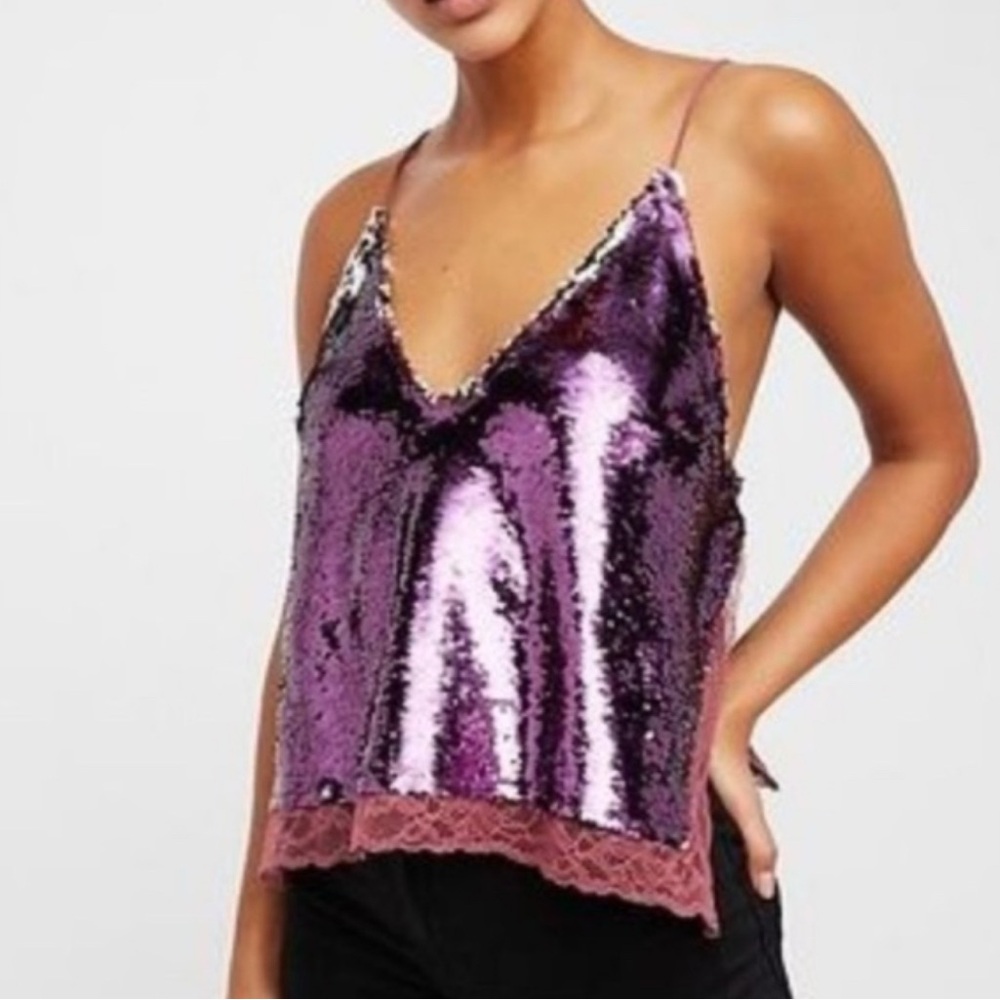Free people Purple Sequins Tank
